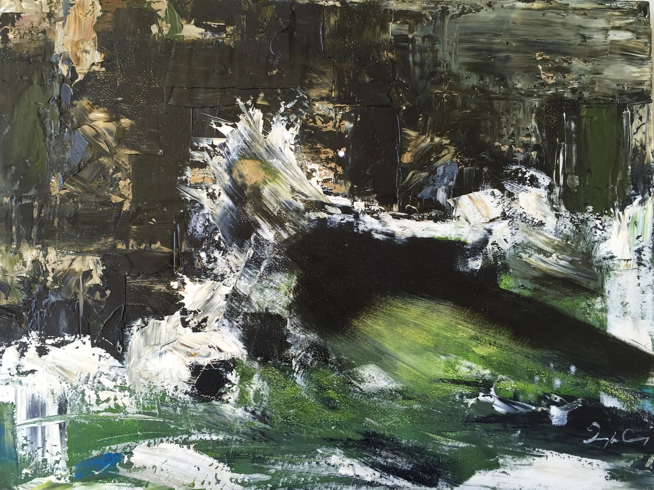 Breaking Waves l, Skelligs Series,&nbsp; oil on board,&nbsp;&nbsp;23cm x 30cm, 2015.