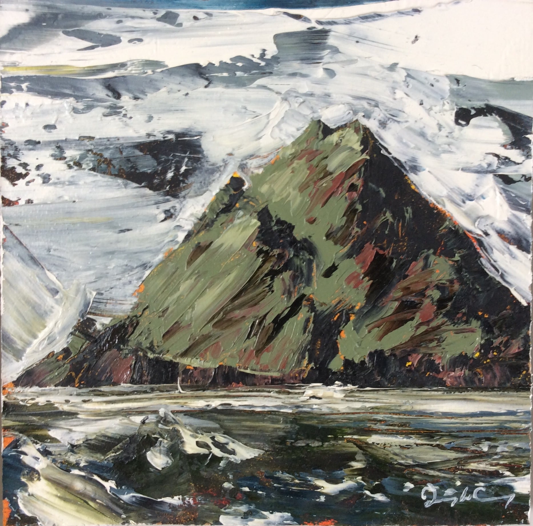 Skellig Michael l, oil on board, 14cm x 14cm, 2015