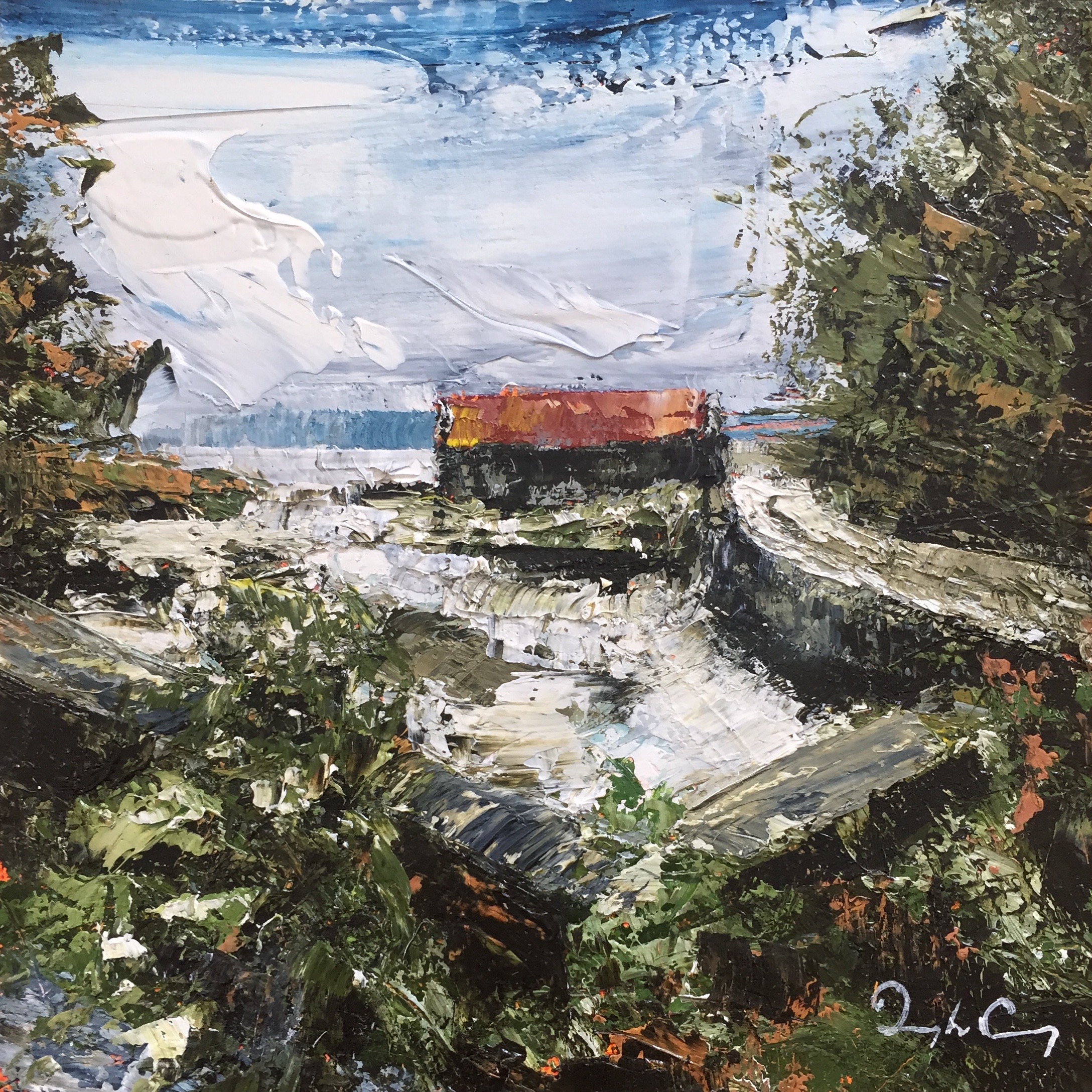 Croagh Inlet Boathouse, oil on board, 15cm x 15cm, 2016