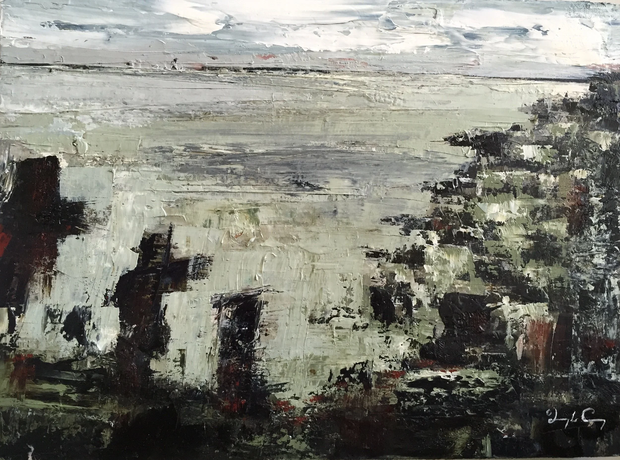 Sentinel, Skellig Michael Painting 23cm x 30cm. Frame 41cm x 49cm. Oil on board. €sold