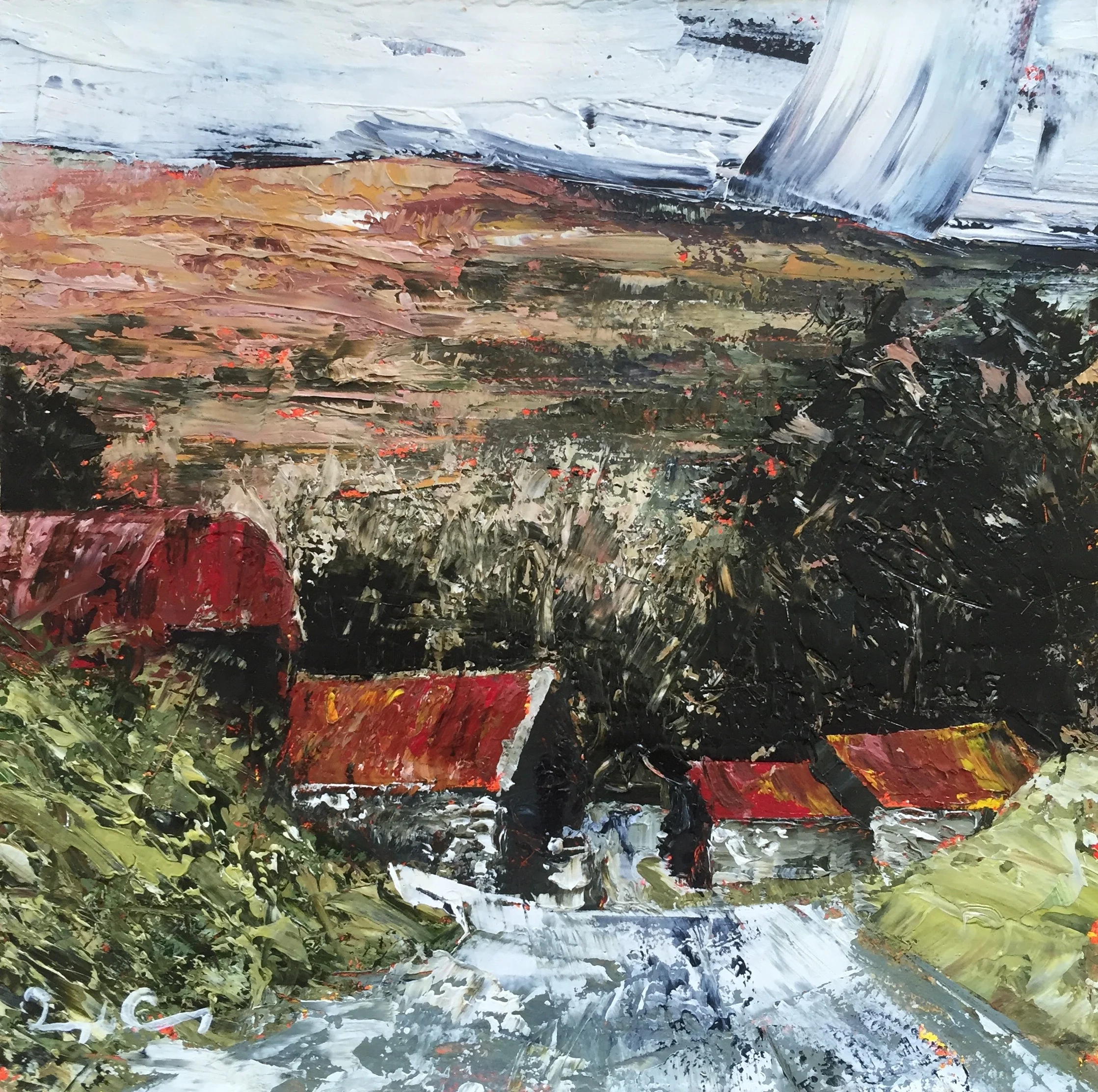 Beyond Castlepoint, oil on board, 15cm x 15cm, 2016