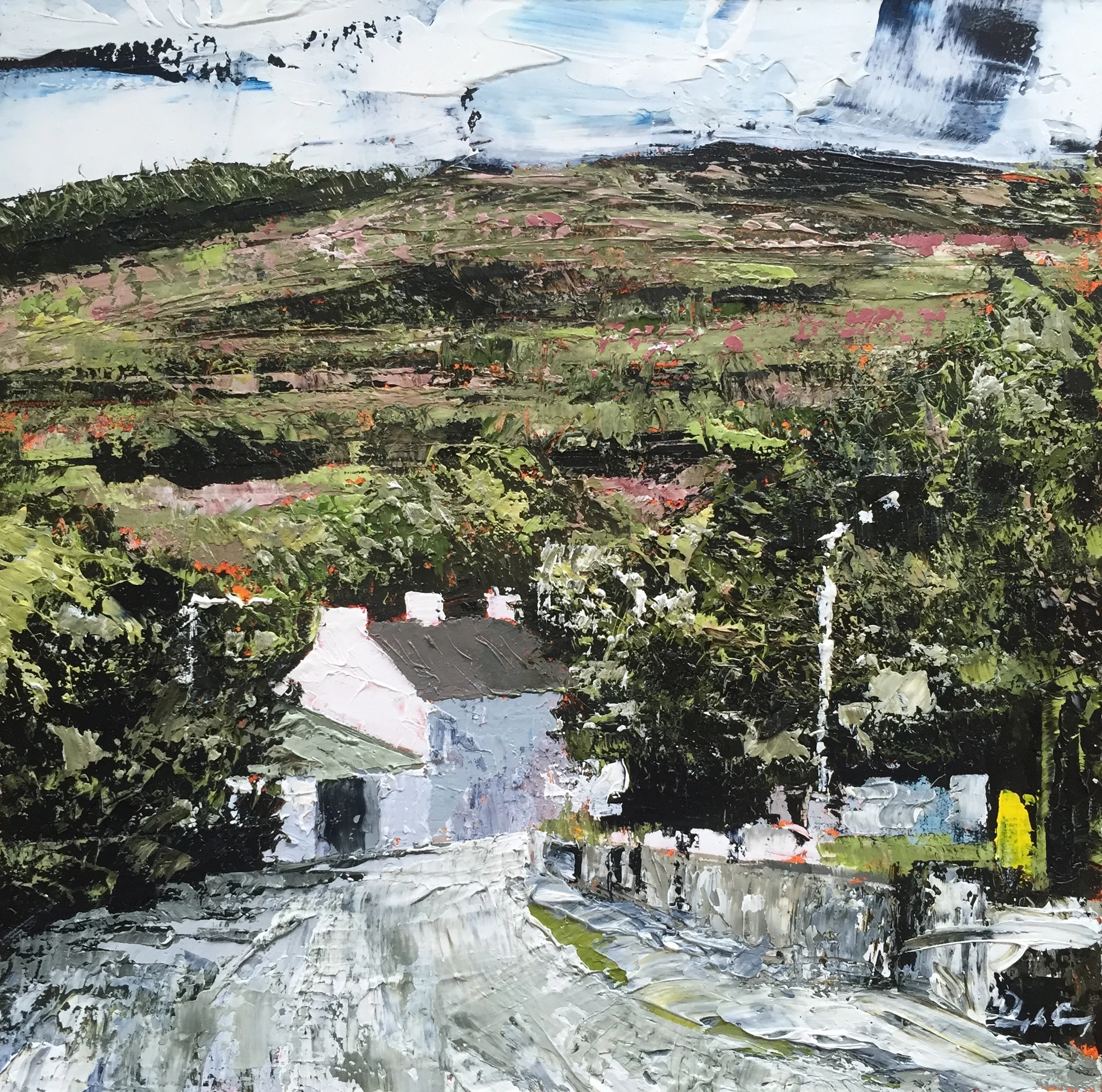 Approaching Ballydehob, oil on board, 15cm x 15cm, 2016