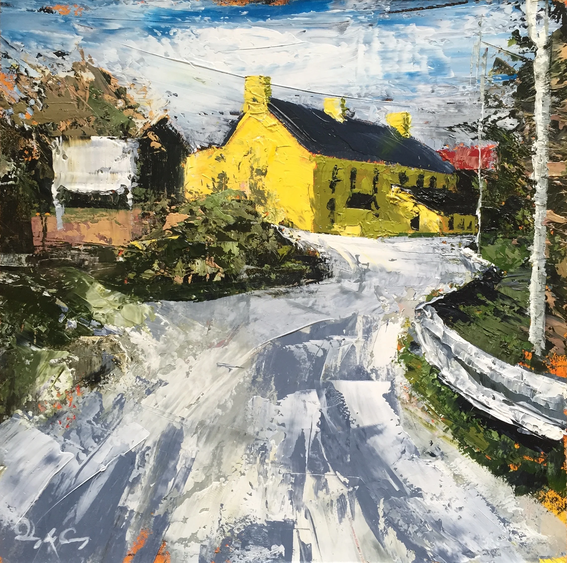 Leaving Schull, Copperpoint oil on board. 15cm x 15cm
