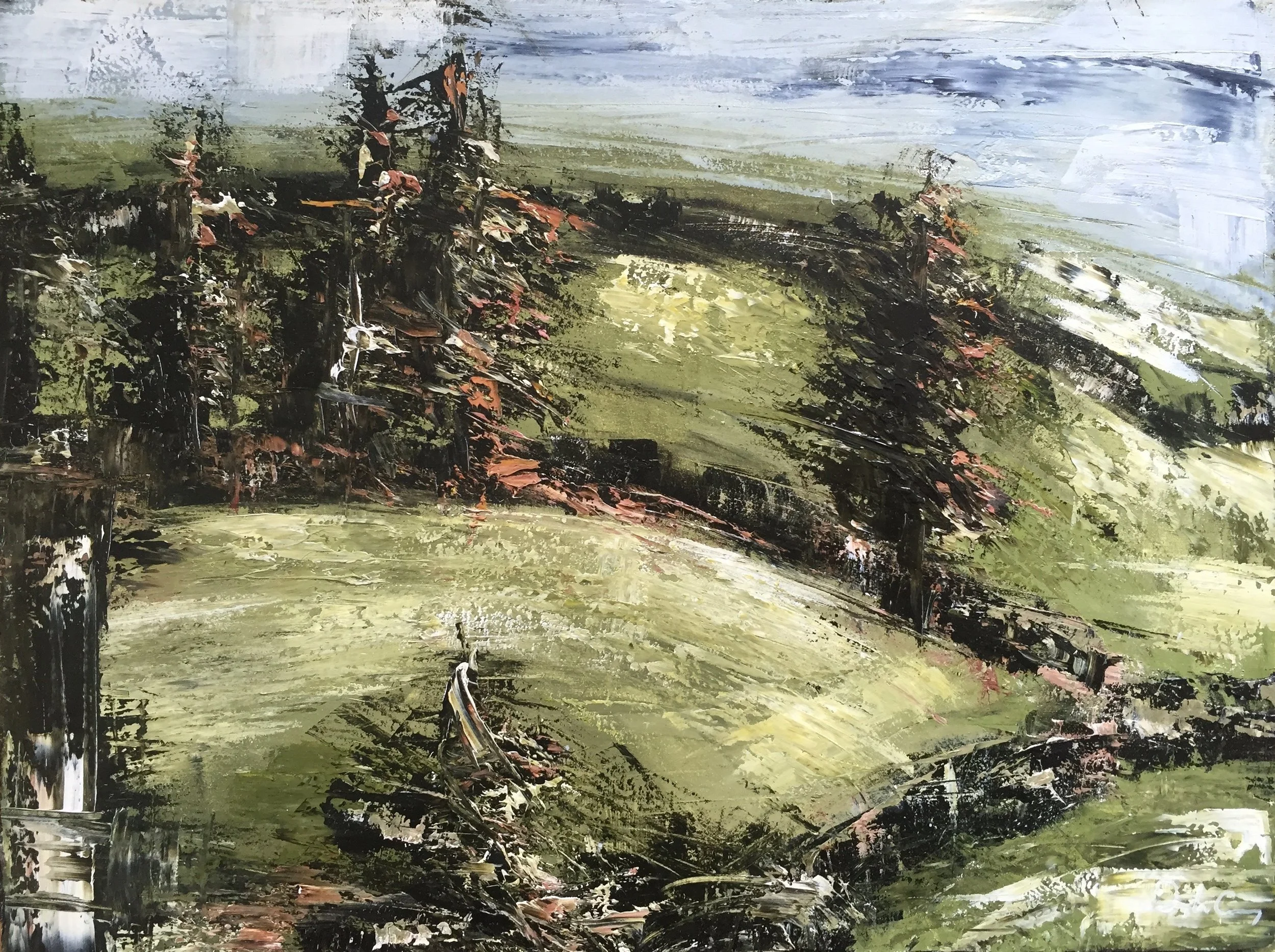 Towards Ringfort I Oil on board, 23cm x 30cm 2016