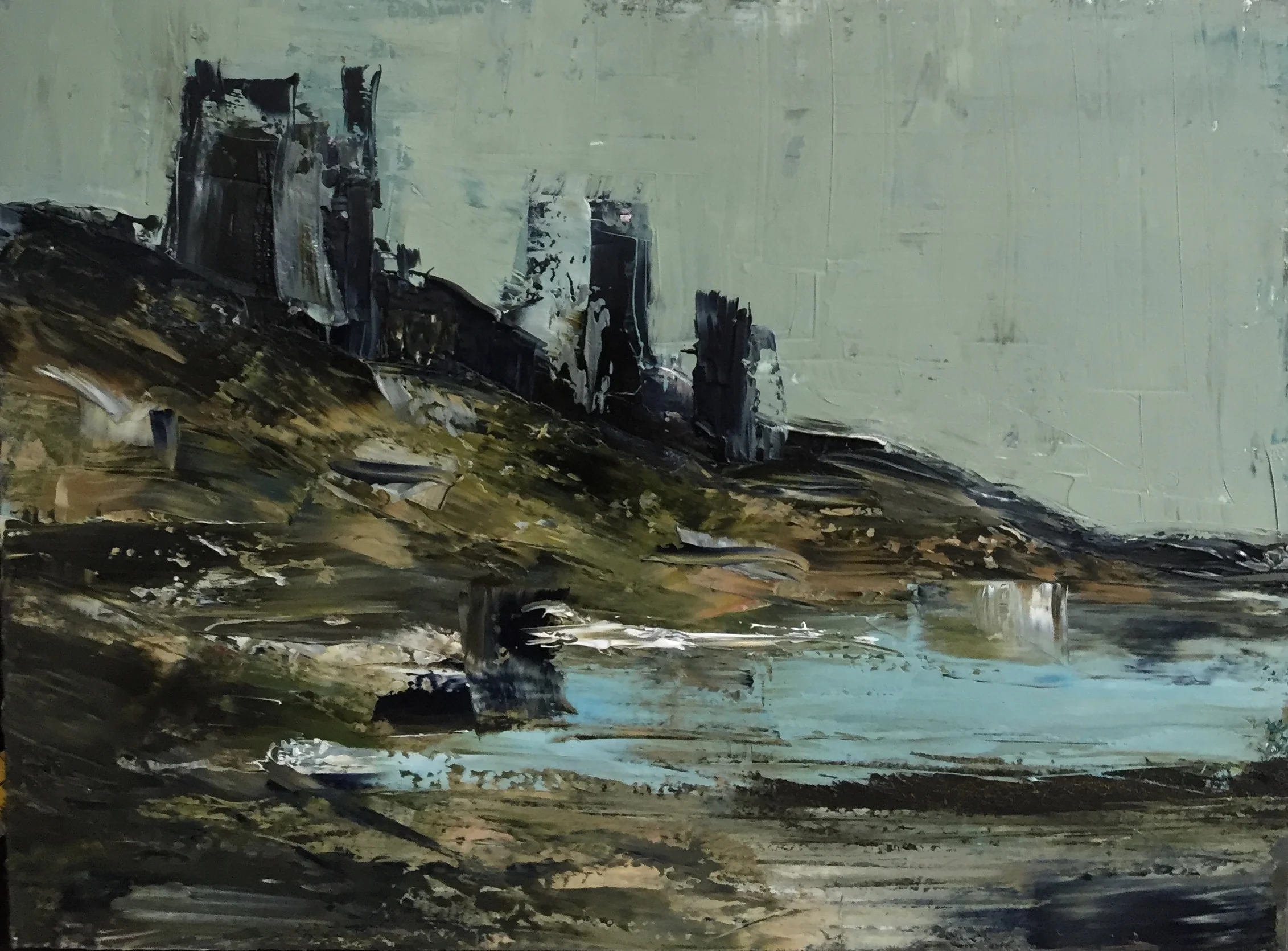 Eastwards oil on board, painting 22cm x 30cm, frame 41cm x 49cm, €sold