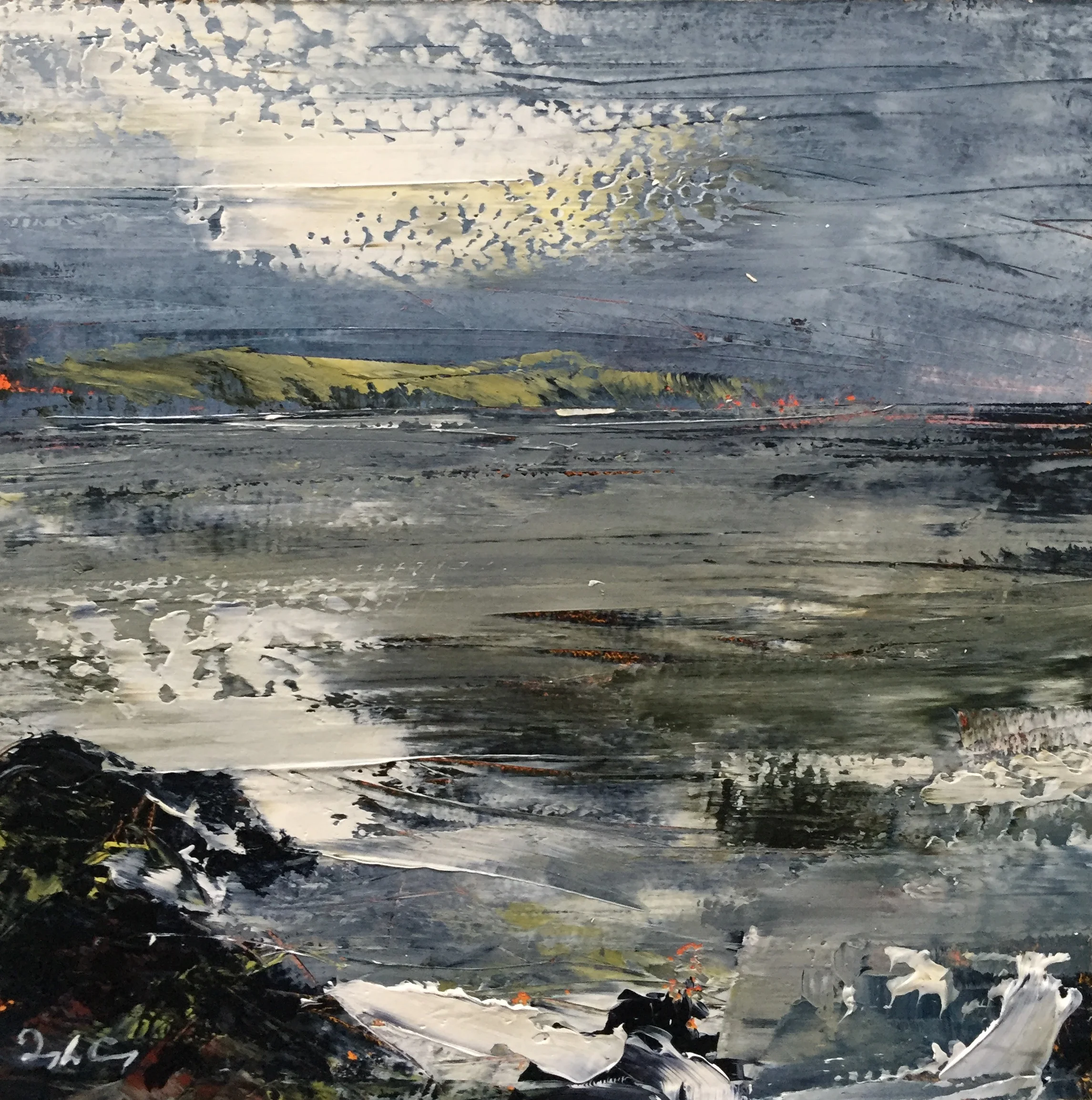Crewe Bay, September 2017 l Painting 15cm x 15cm. Oil on board.