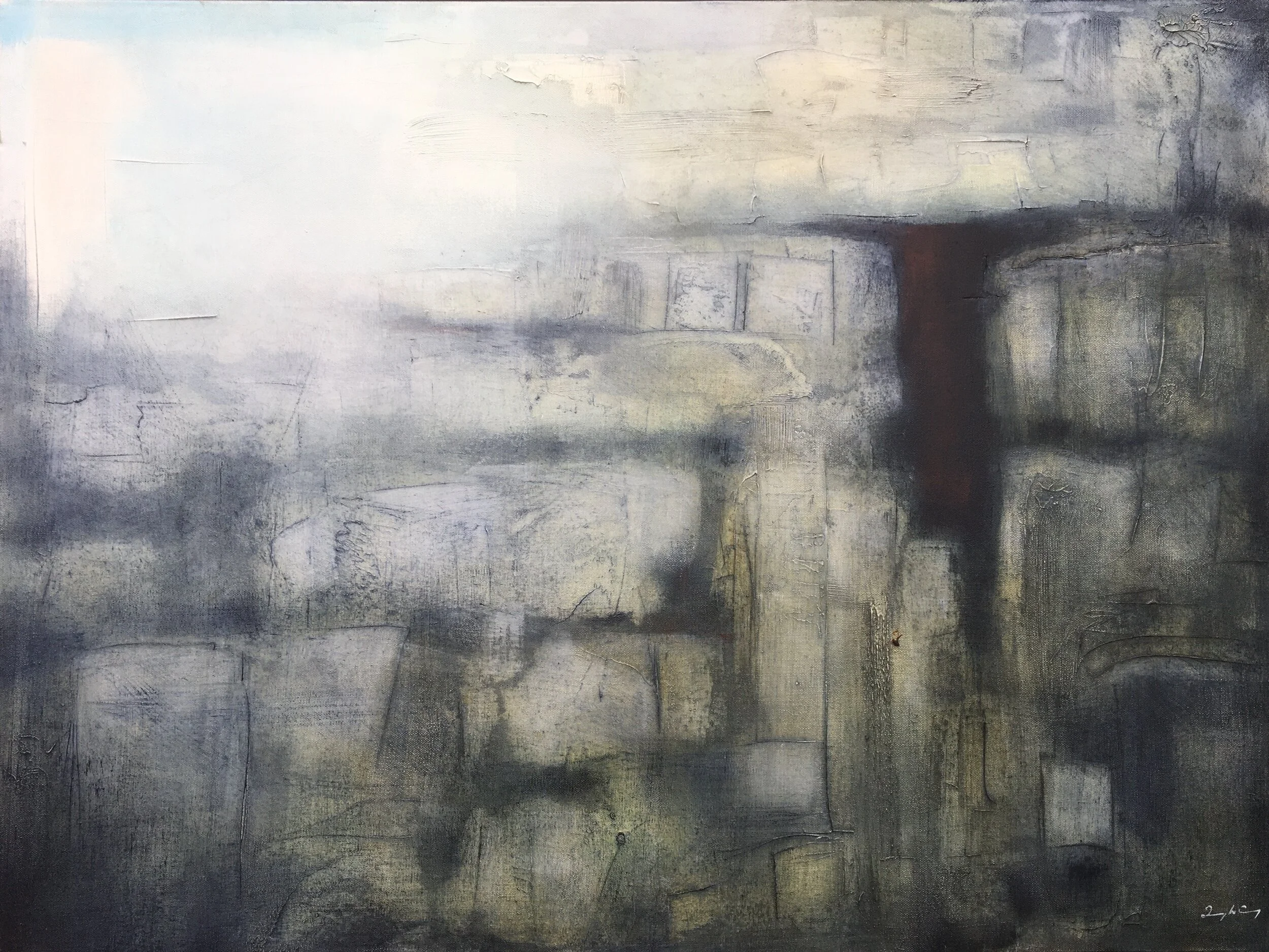 Epoch Xl &nbsp;Oil on canvas. &nbsp;Painting 76cm x 101cm. &nbsp;Frame 83cm x 109cm. &nbsp;€2,200