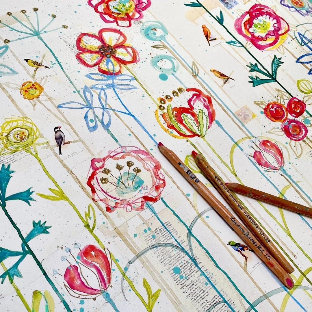 Posting an order today for French Flower Garden.. love this piece, the first of my garden collection. Every artwork is embellished with paint and pencil so totally unique 🤍​​​​​​​​
​​​​​​​​
Hope you&rsquo;re having a good weekend, visit my website t