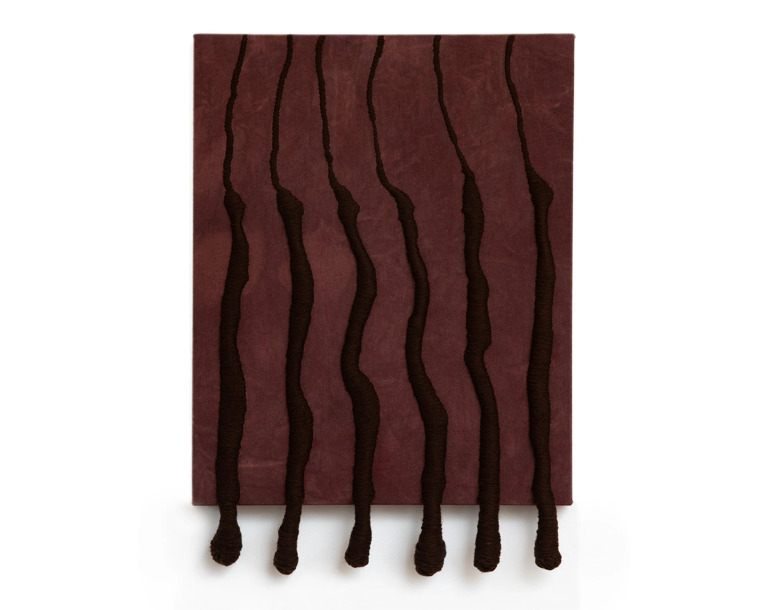 Linea Negra 16 x 20 inches hand dyed canvas with hand embroidered upcycled cotton and acrylic yarn 2025 acquired