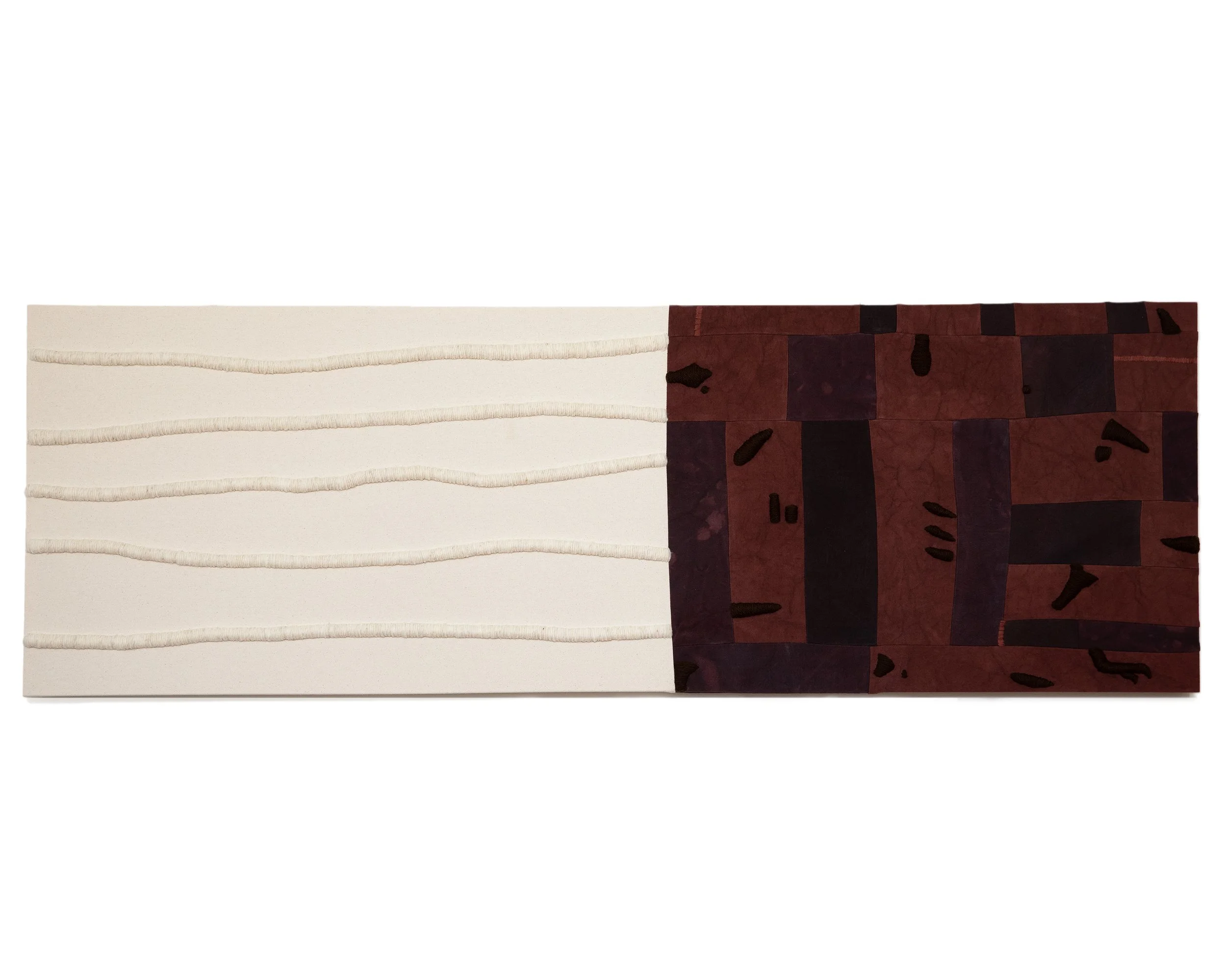 Horizon Quilt 20 x 60 inches wool and acrylic yarn hand embroidered on quilted canvas 2025 available at > de Montigny Contemporary