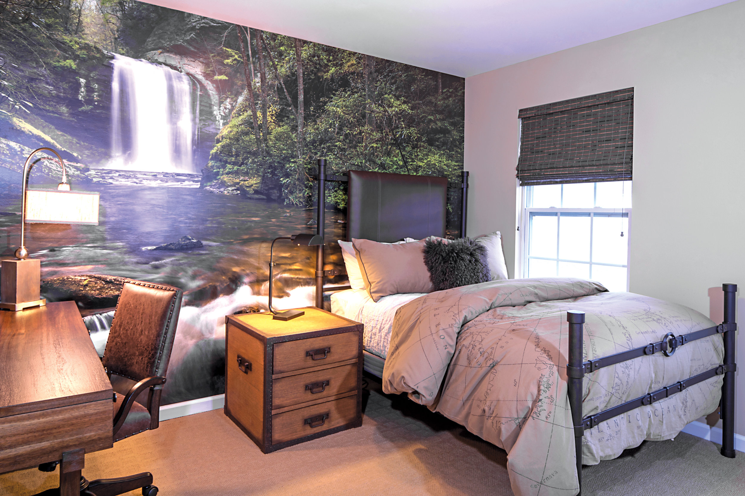Son, Austin, treasures the great outdoors with a serene waterfall and meandering brook.