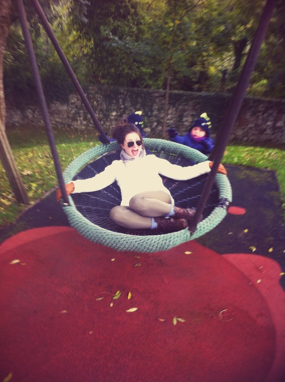The boys give me a push.