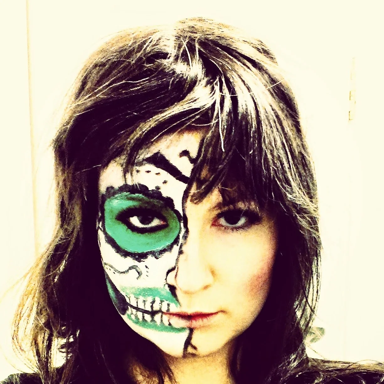 Self-applied! The filter helped though...kind of smudge in the mistakes. Very Monet-like. (Step back a bit, it looks better.)