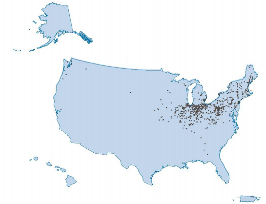 Municipalities in the US operating with a CSS. US EPA
