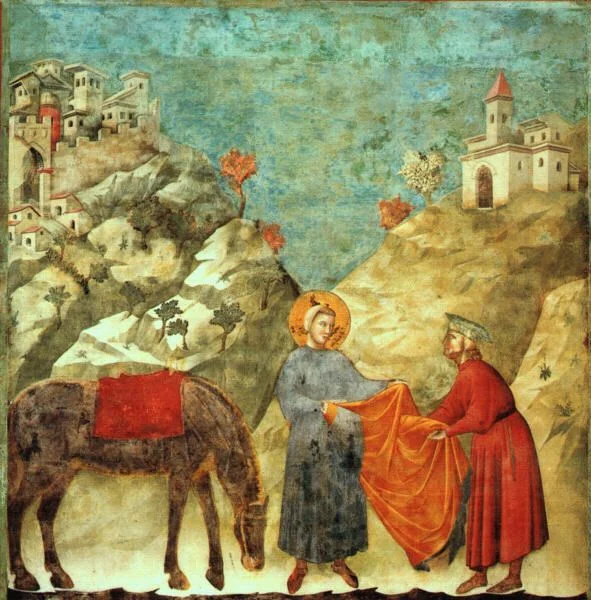 "St. Francis Giving His Mantle to a Poor Man," by Giotto, found in Upper Church of Basilica di San Francesco in Assisi