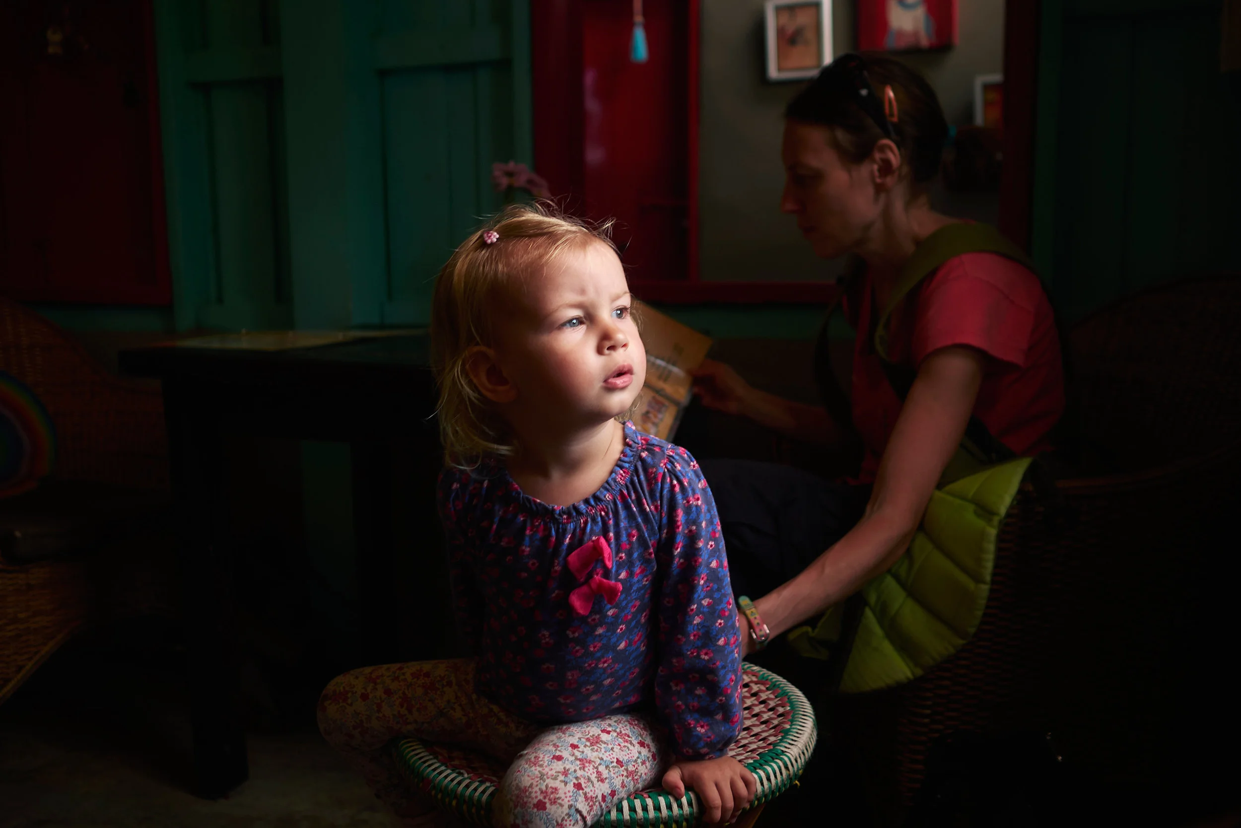 Mia looking out the window