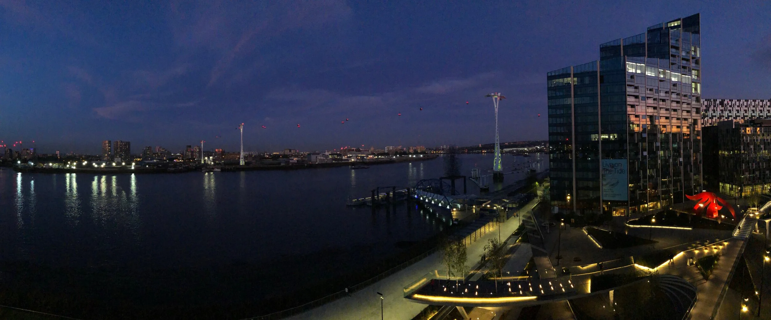 View from apartment in North Greenwich Pier, London, September 2019