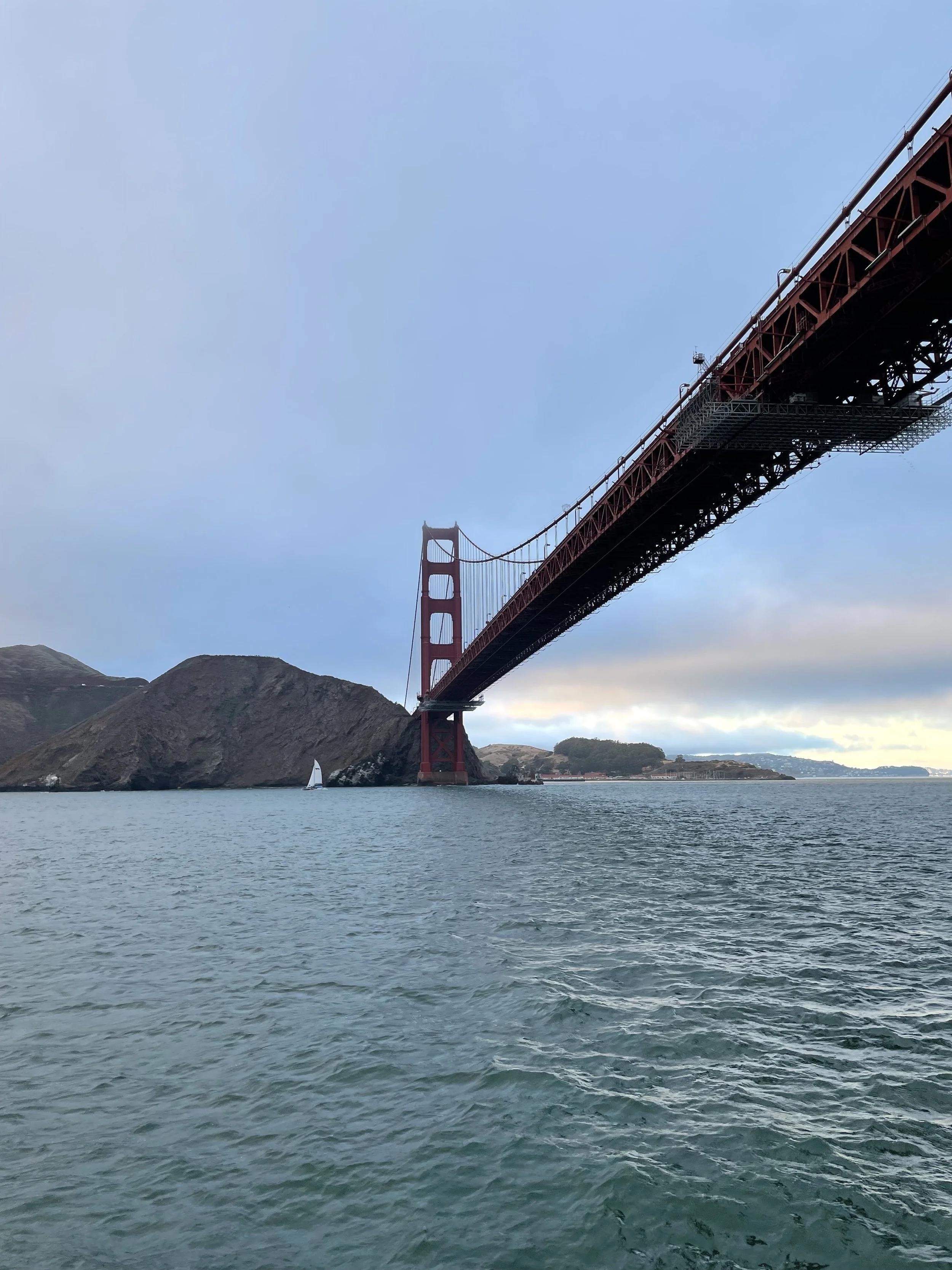 View from ferry under Golden Gate Bridge, San Francisco, July 2022