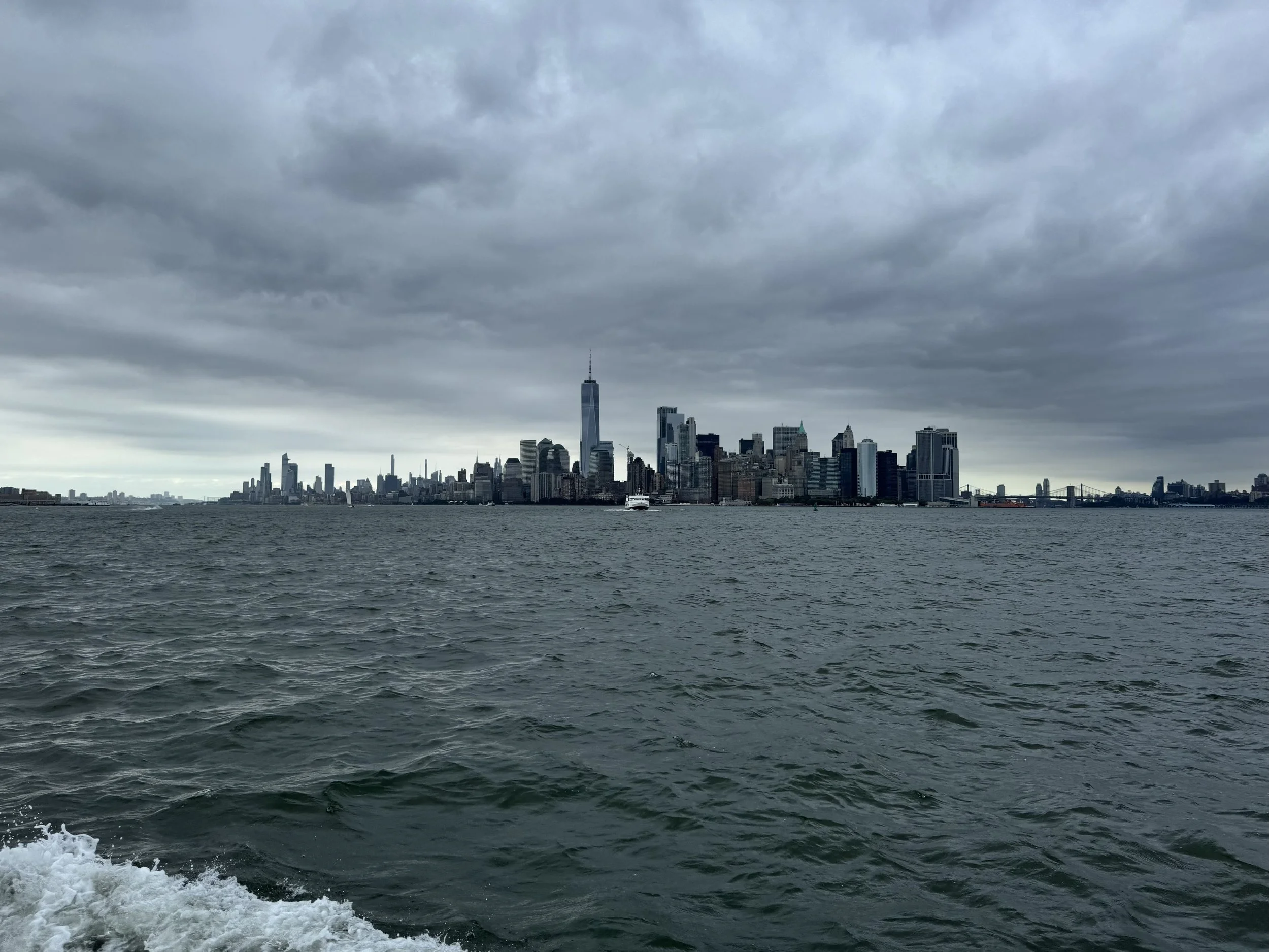 View from ferry from Statue of Liberty, NYC, August 2024