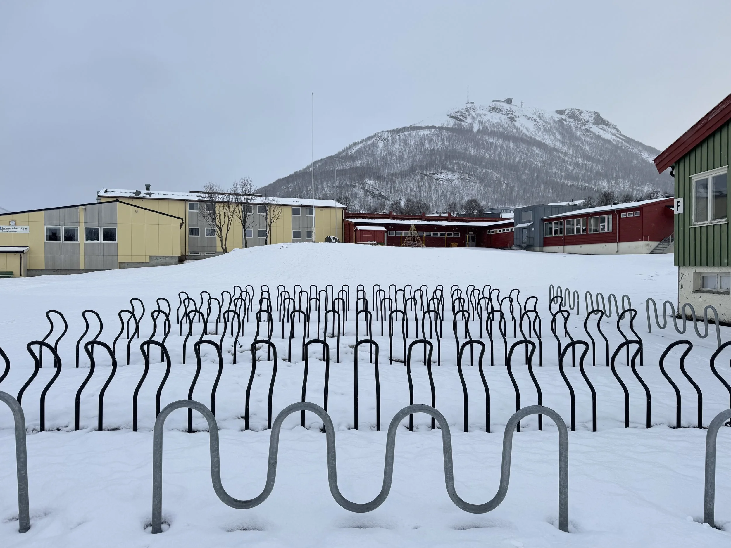 Village near Ishavskatedralen (Arctic Cathedral), Tromsø, Norway, March 2025
