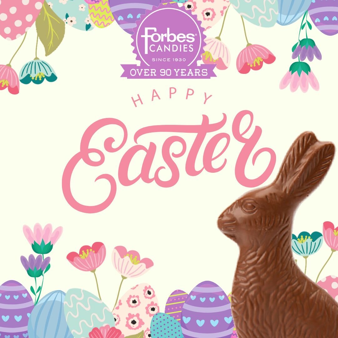 Happy Easter from Forbes Candies! This Easter, we're hopping into your day with baskets filled with our finest chocolates and candies. Wishing you a day filled with laughter, love, and plenty of chocolate. #Easterbunny #ForbesCandies #shoplocal #Hand
