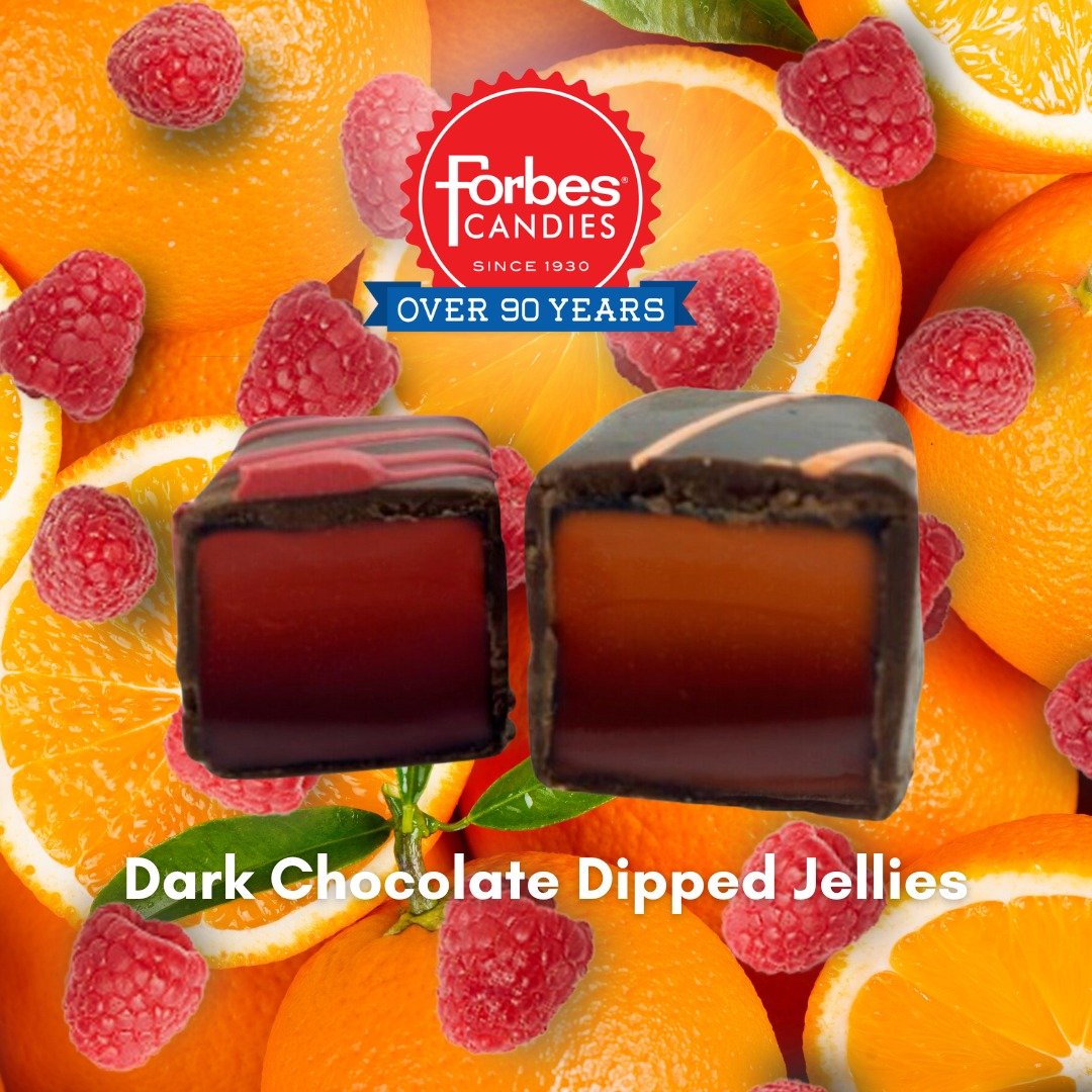 Each piece combines the tangy sweetness of fruit jellies with the rich, luxurious depth of dark chocolate for a taste sensation that's truly unparalleled. #DarkChocolateJellies #ForbesCandies #shoplocal #HandmadeSweets #SupportLocal