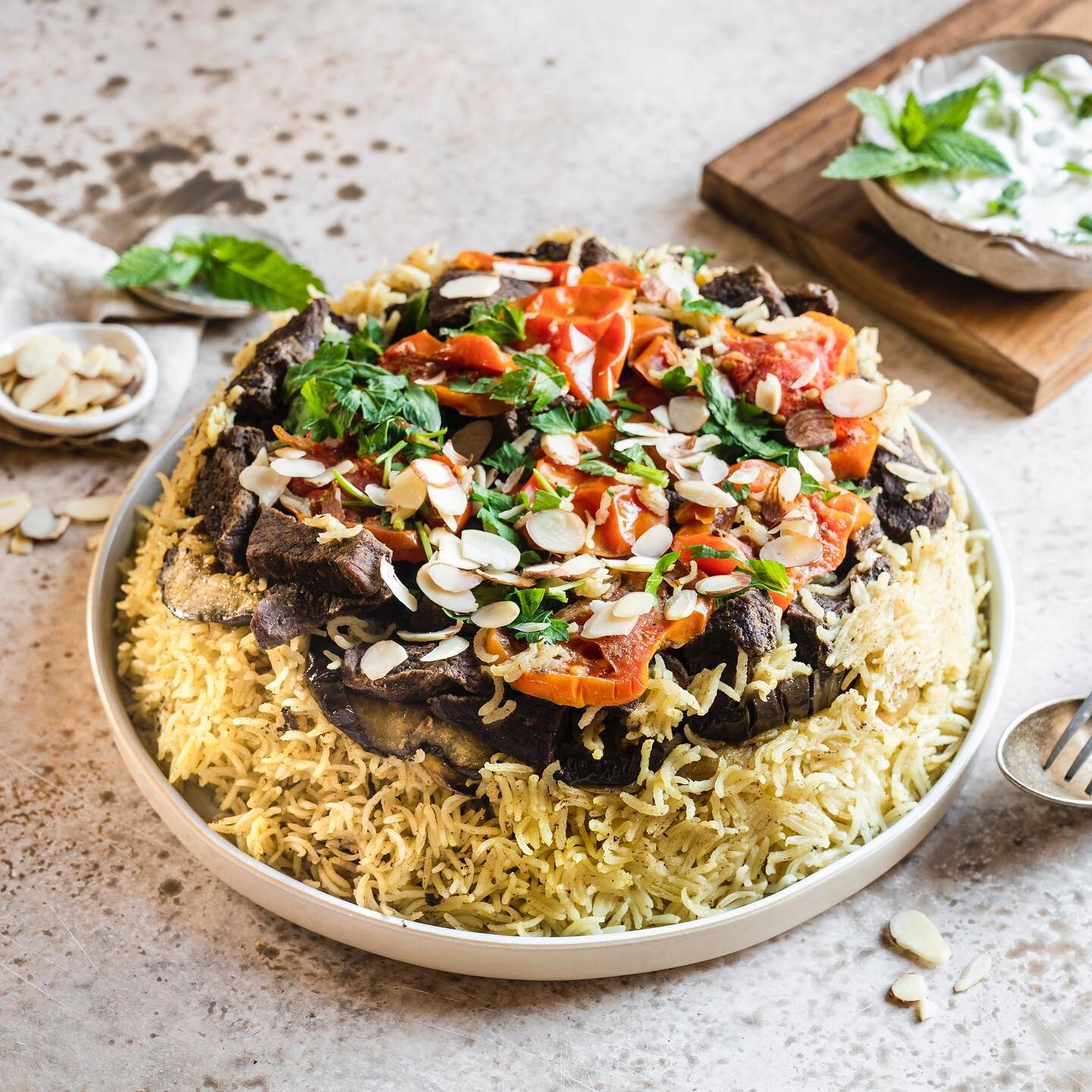 Maqlouba.. a family favorite and one of my go-to &ldquo;clean out the fridge&rdquo; dinners! I make it easy on myself by roasting my veggies and using what I have on hand rather than sticking to the traditional eggplant and cauliflower.. carrots, egg