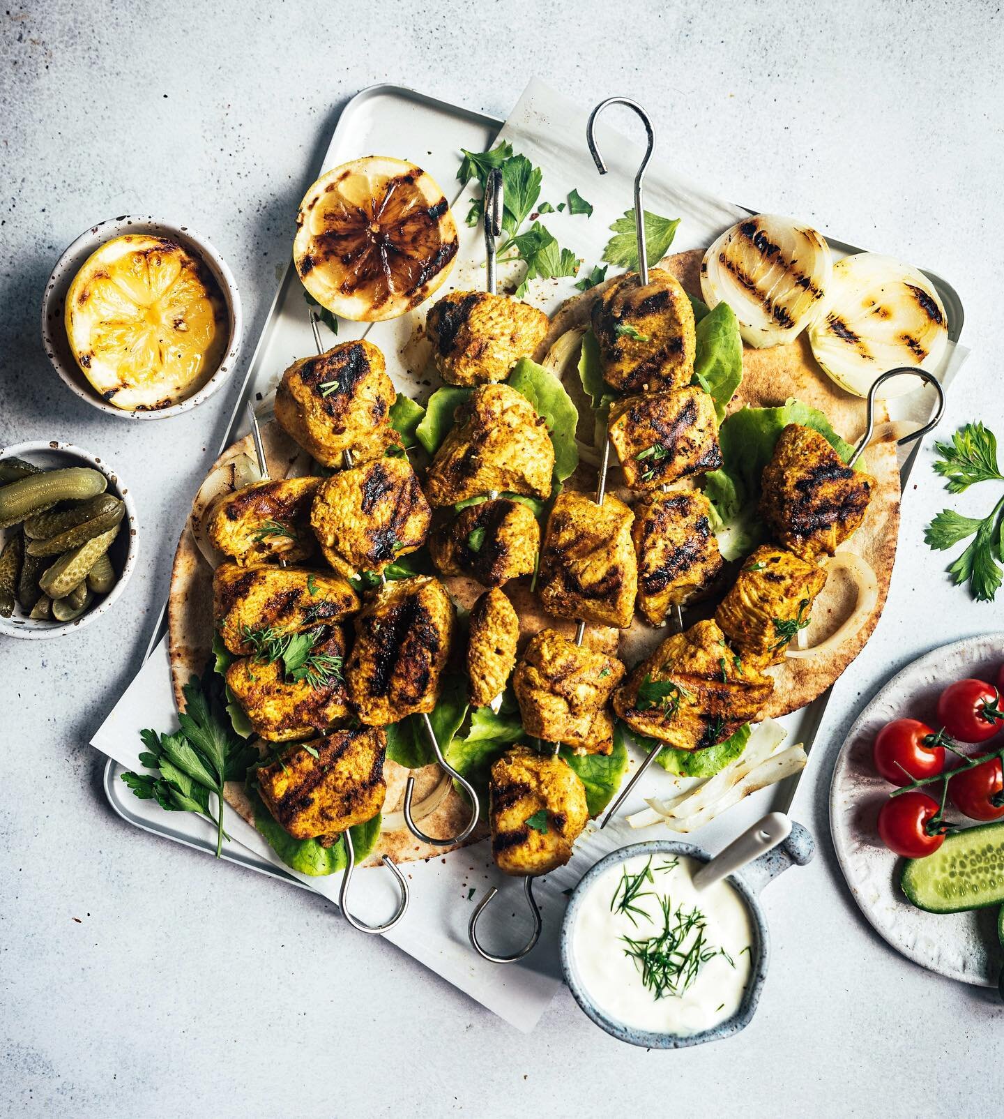 Grab some chicken breast and treat your family to some organic, NYC Halal Cart spiced skewers.. bonus points for grilling some onions and flatbreads and setting out fixings for the feeling of a yummy feast! 

We will be enjoying these tonight if you 