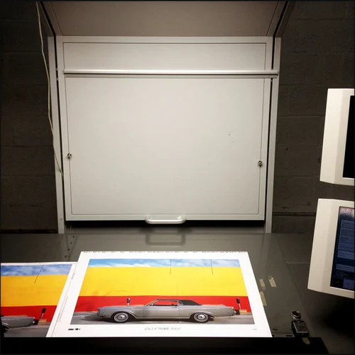 At the color viewing station.