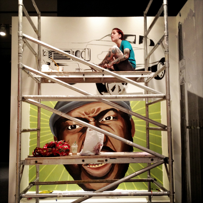 Erin painting at History Miami.