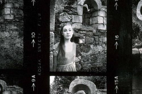 Anjelica Huston on the set of Sinful Davey , Ireland, 1967