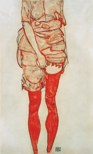 Standing Woman in Red , 1913 by Egon Schiele