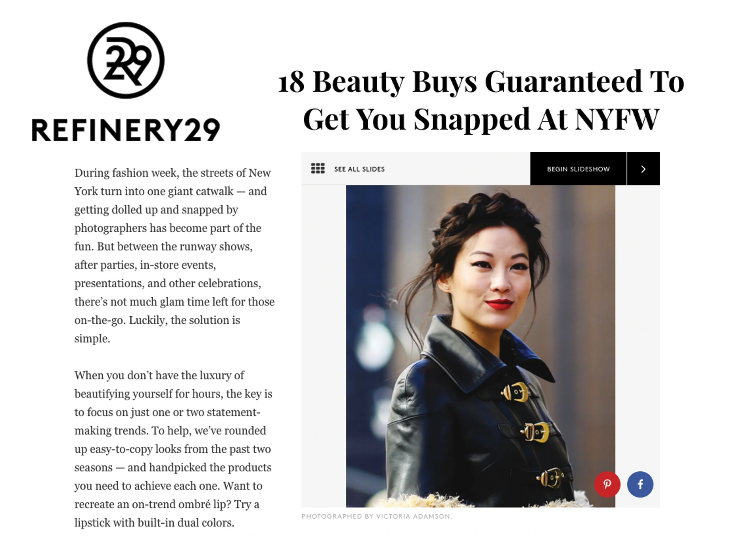 Refinery 29 how to get photographed snapped at nyfw new york fashion week actress arden cho best dressed beauty hair braid red lip asian beauty lamb leather coat gold hardware buckles straps curly faux fur mongolian lamb made-to-measure womenswear bridal custom bespoke handcrafted sustainable ethical local production manufacturing made in new york city nyc brooklyn bushwick emerging designer ones to watch new talent rising star best of american fashion young designer