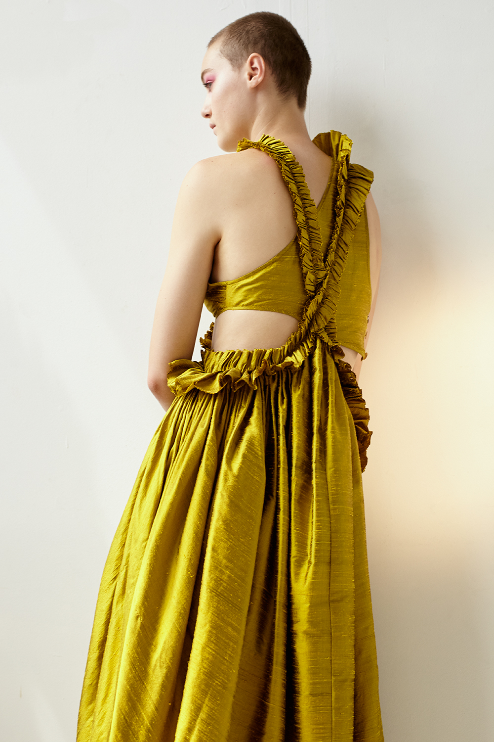 KELSEY RANDALL - shop archive - collection III - gold silk cut out gown KELSEY RANDALL - shop archive - collection III - gold silk cut out gown