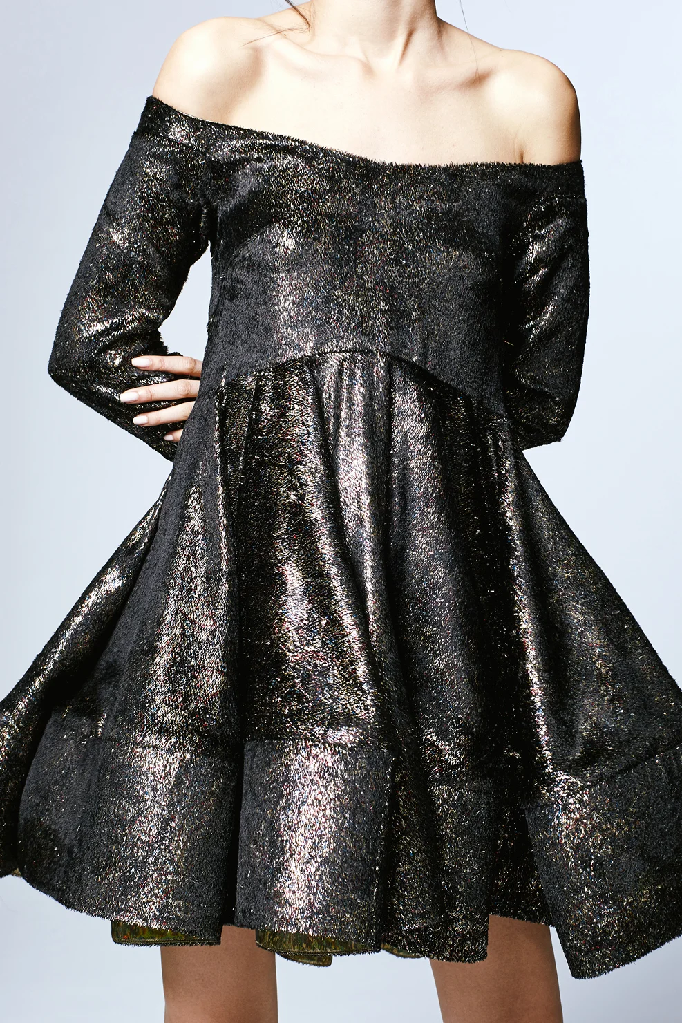 shop archive - collection II - reversible lurex velvet and holographic  party dress - KELSEY RANDALL