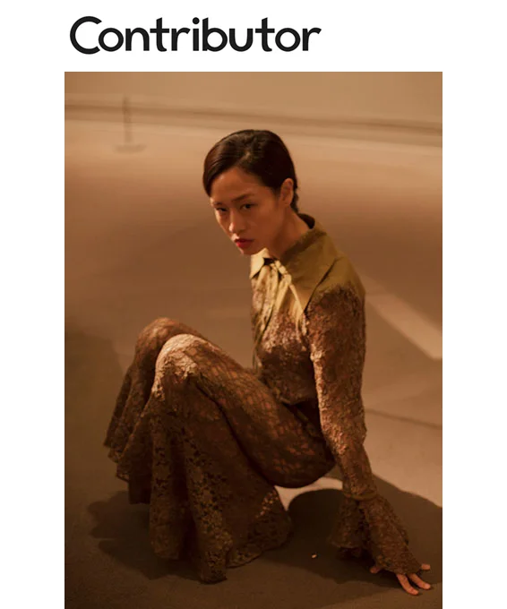 Contributor Magazine Fashion Editorial Met Museum olive green lace blouse flounce pant Yolanda Y. Liou Alicia Rodriguez Apricio Yu Tsao House Of NYC made in New York City Brooklyn Bushwick made-to-measure custom bespoke luxury womenswear