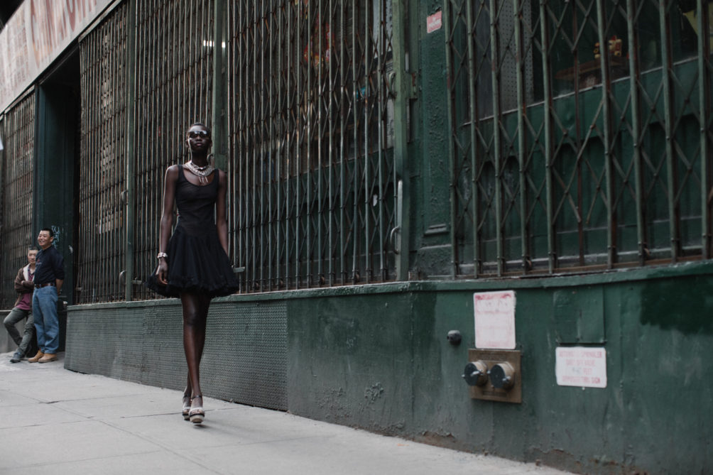 hunger magazine fashion editorial featuring kelsey randall black mesh crinoline ruffle tutu dress