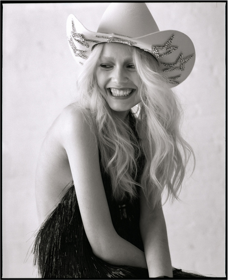 nasty magazine fashion editorial featuring kelsey randall white rhinestone cowboy hat cowgirl sparkle 