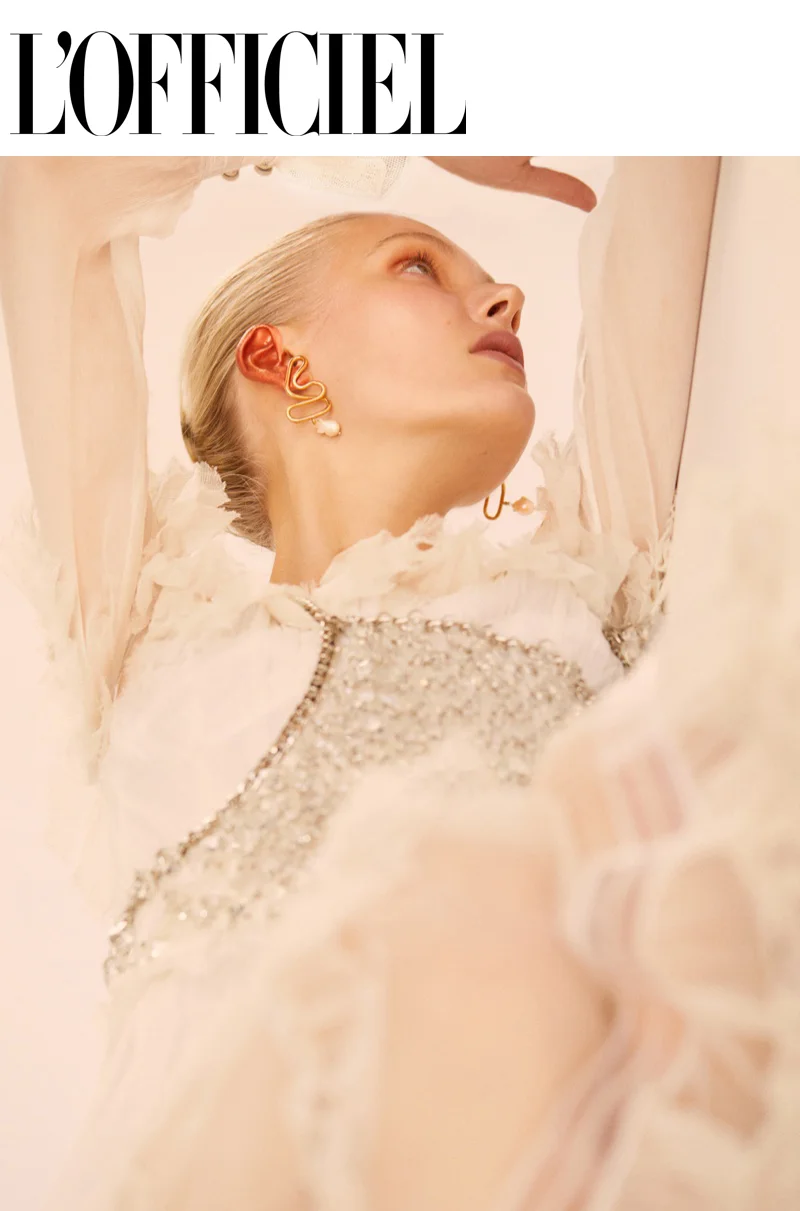 L’Officiel Thailand fashion editorial featuring kelsey randall crystal chainmail halter Elliot Jimenez - Photographer Erick Jimenez - Photographer Ann Benjamas Liendo - Makeup Artist Nana Skovgaard - Model