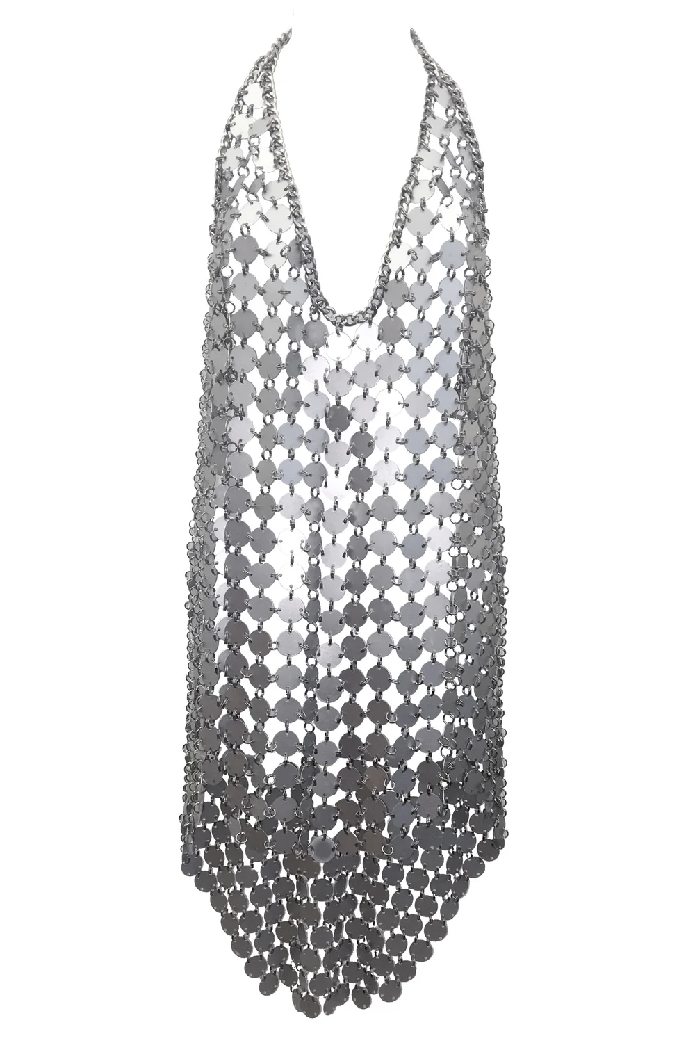 KELSEY RANDALL - shop all collections - MADE TO ORDER - FONTANA silver disc halter dress KELSEY RANDALL - shop all collections - MADE TO ORDER - FONTANA silver disc halter dress