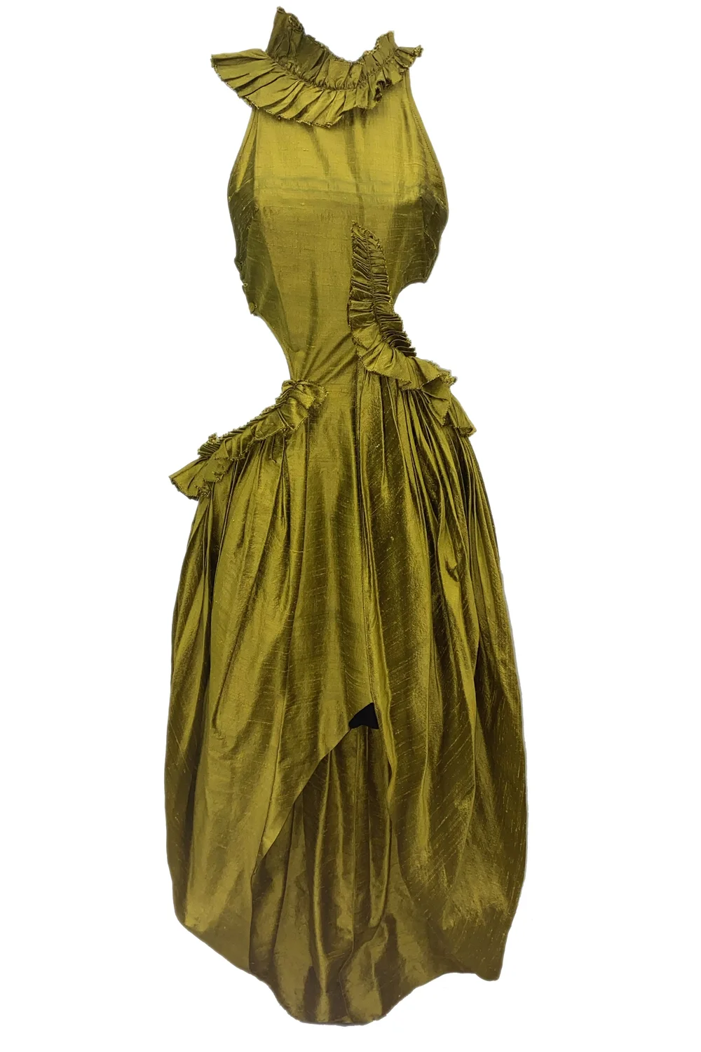 shop all collections - MADE TO ORDER - DAPHNE citrine silk shantung ruffle  tulip gown - KELSEY RANDALL