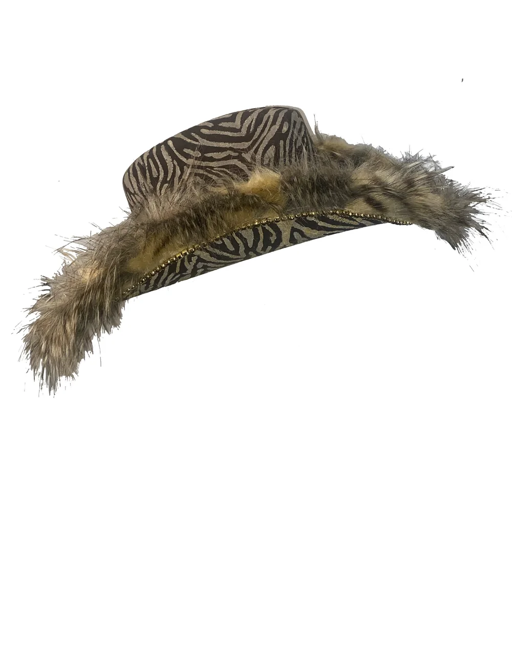 zebra+fur+brown+cowboy+hat+  display picture 3