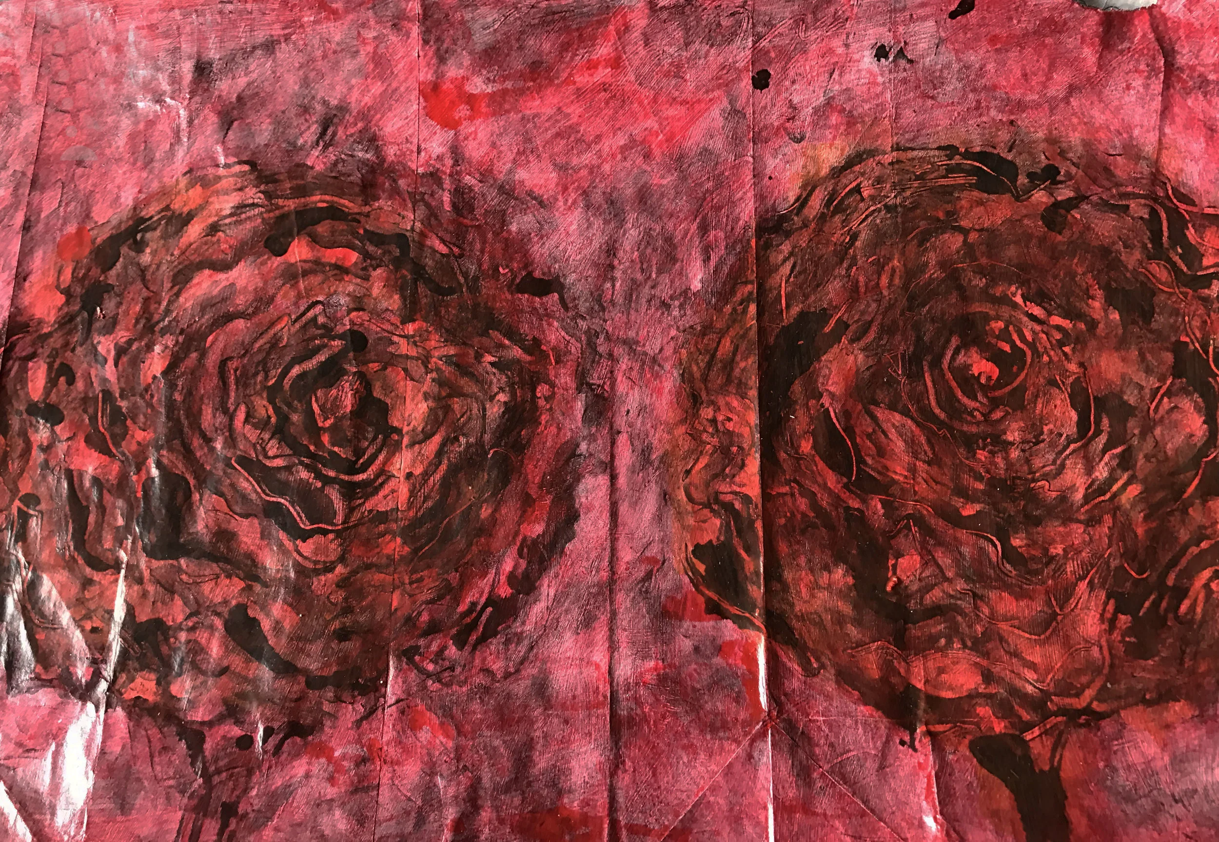 “Gertrude one and two” 14”X17” 2018 House paint on paper bag a study for a larger painting on canvas
