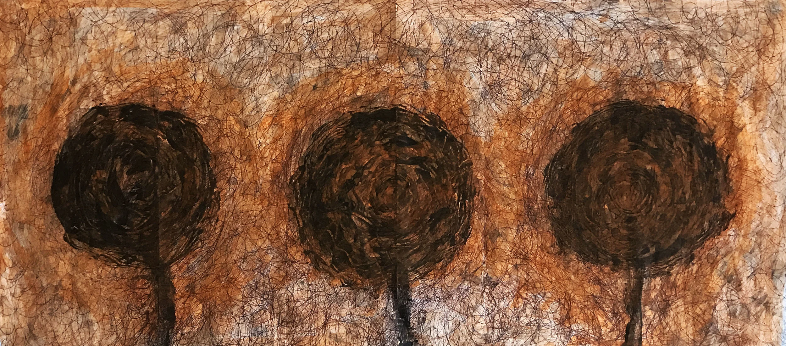 “Three dead flowers” 2018 House paint on brown paperbag