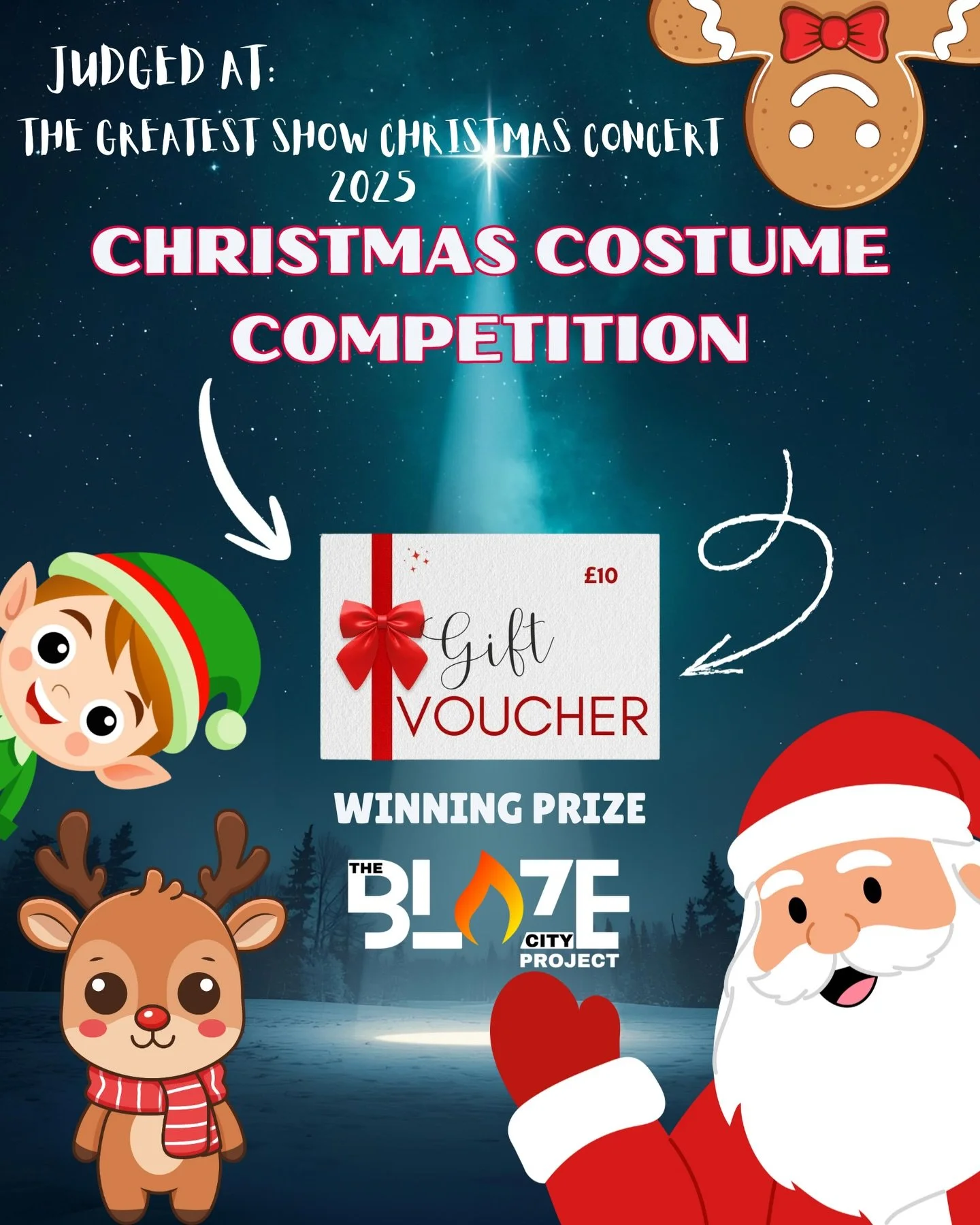 WIN A &pound;10 VOUCHER FOR ANY SHOP. If we vote you to be the best dressed at our Christmas Concert then you&rsquo;ll win the voucher. There are other prizes on offer throughout the evening!