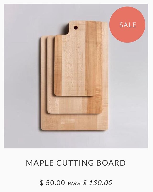 We have a few cutting boards left in maple and walnut. We like to cut on the maple and serve cheese on the walnut. We will be closing the online store to focus on industrial design service. Furniture and art will continue under @christopher__stuart .