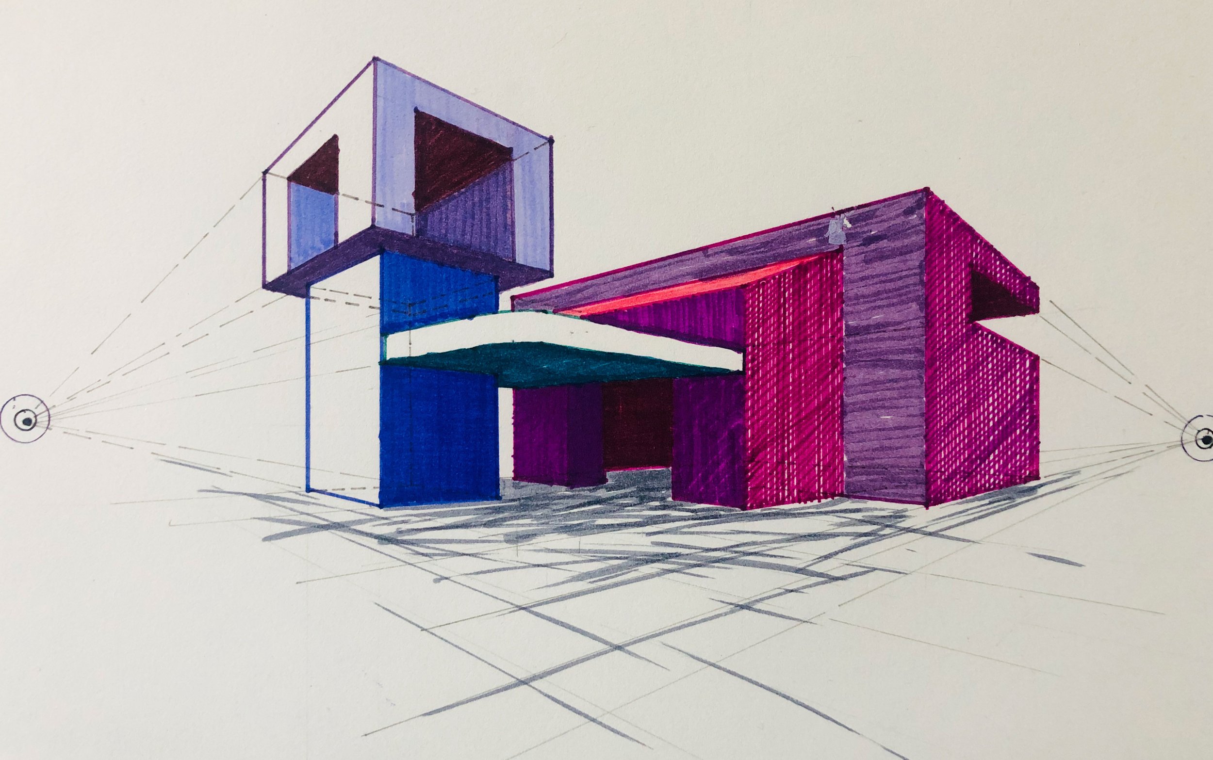 One & Two Point Perspective Sketches - Perspective Drawing by Conner  Macmillan