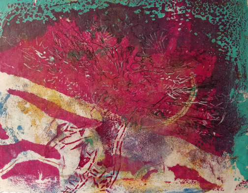   Bright Tree , encaustic monotype, 9 x 12 in. Sold. 