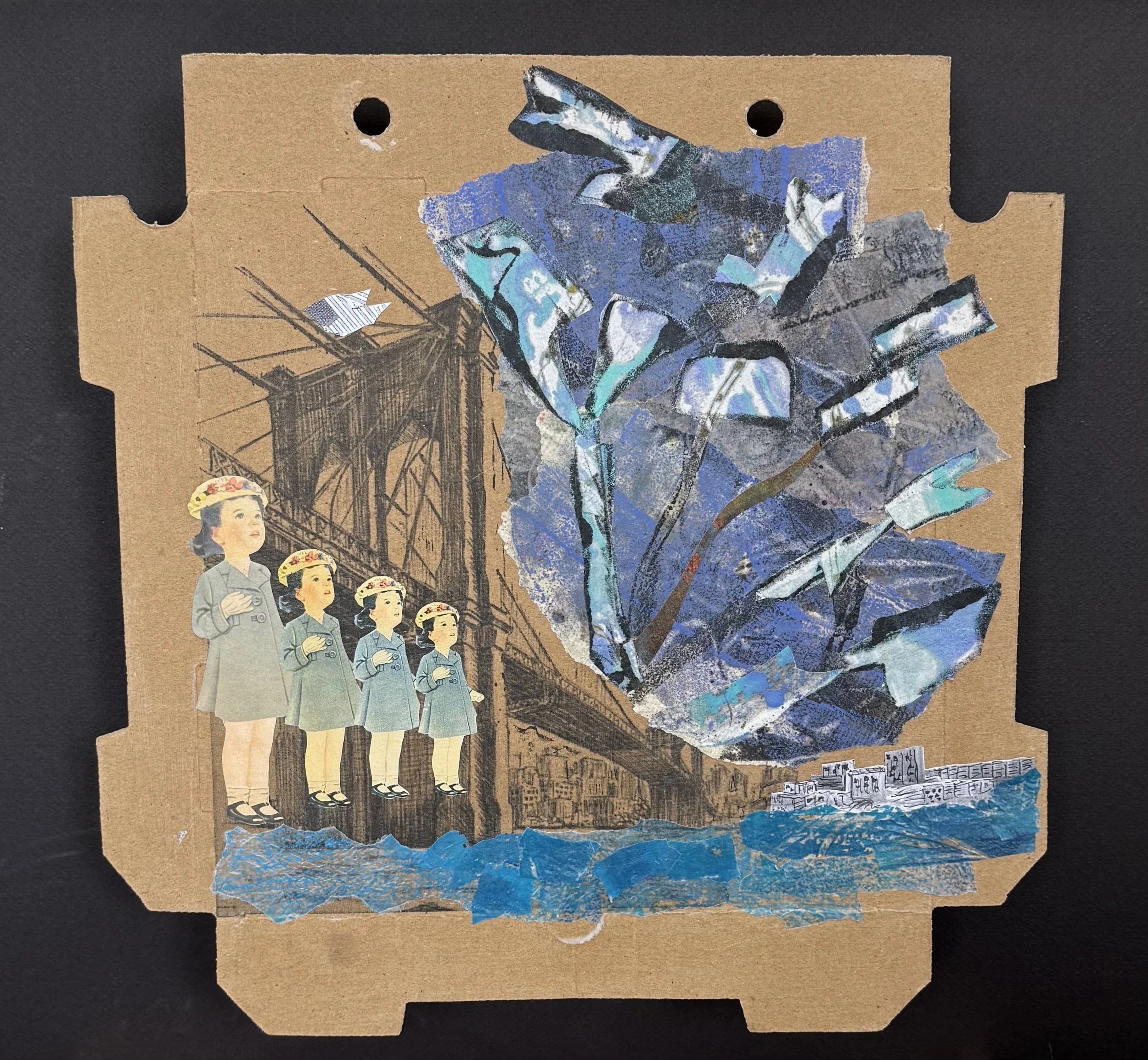   Brooklyn , mixed media collage, 16 × 17 in. 