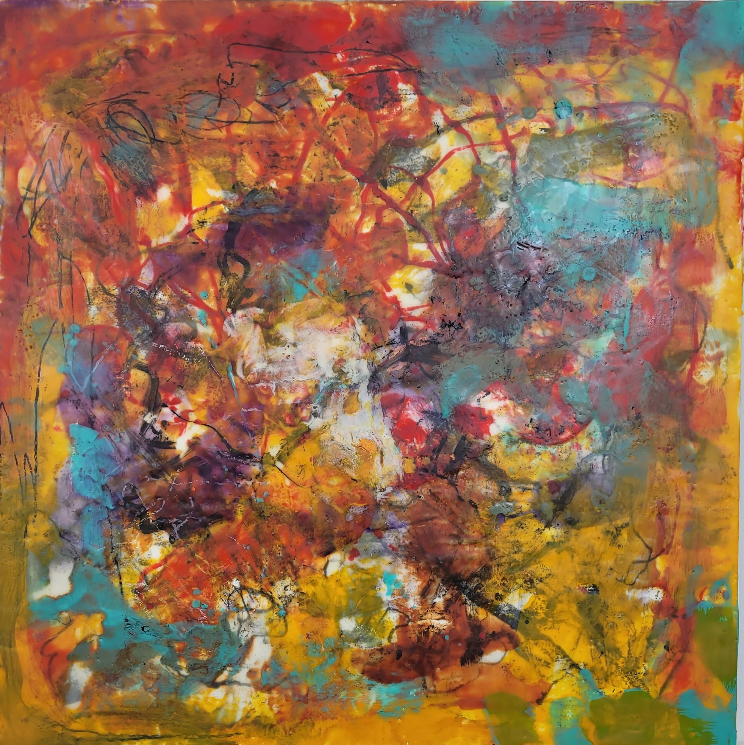   Cornucopia , encaustic painting, 20 × 20 in. 